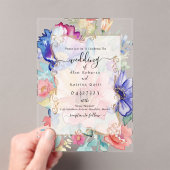 Bold Wildflower Clear Acrylic Wedding Invitation  (In situ (ordinateur de poche))