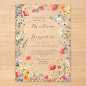 Bold Wildflower Wedding Acryl Uitnodigingen (Voorkant)