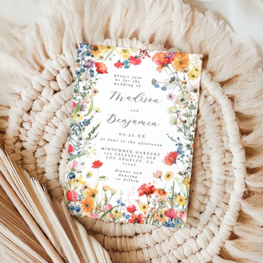 Bold Wildflower Wedding Kaart