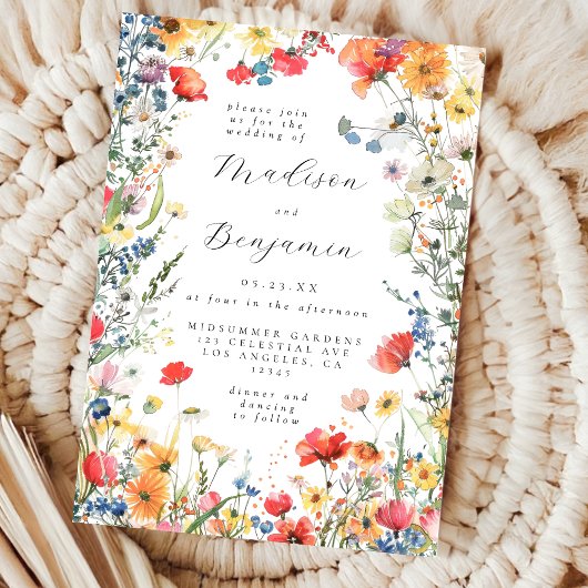 Bold Wildflower Wedding Kaart