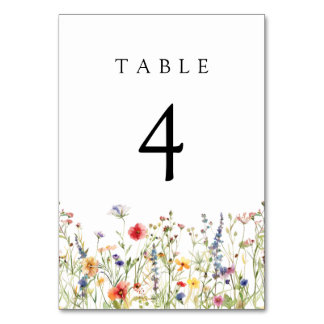 Bold Wildflower Wedding Table Number Kaart