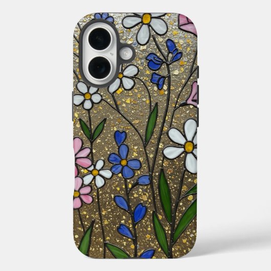 Bold Wildflowers Glas in lood Effect Case-Mate iPhone Case (Achterkant)