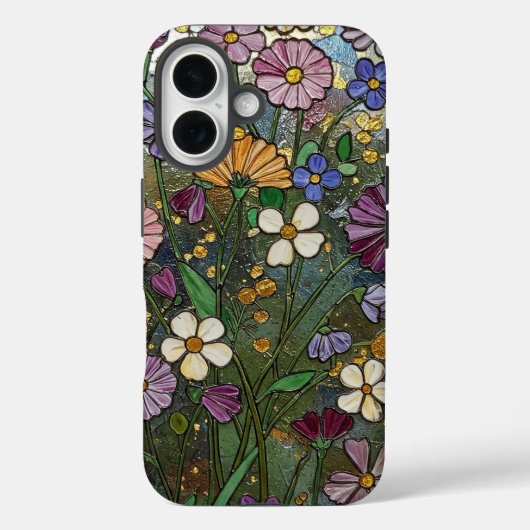 Bold Wildflowers Glas in lood Effect Case-Mate iPhone Case (Achterkant)