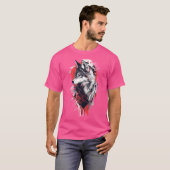 Bold Wolf Graphic T-shirt – Vibrant Pink (Voorkant volledig)