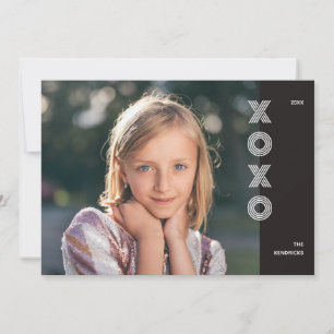 Bold XOXO Carte photo de la Saint Valentin - Noir