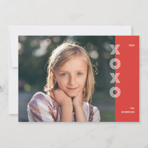 Bold XOXO Valentijnsdag Photo Card - Crimson Kaart