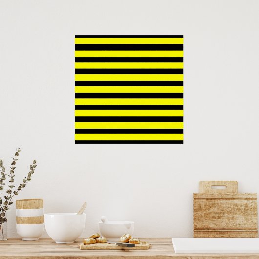 Bold Yellow and Black Bumble Bee Striped Pattern Poster (Keuken)