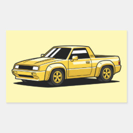 Bold Yellow Pickup Toon Rechthoekige Sticker