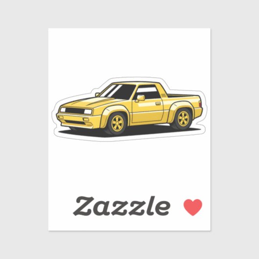 Bold Yellow Pickup Toon Sticker (Vel)