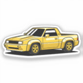 Bold Yellow Pickup Toon Sticker (Voorkant)