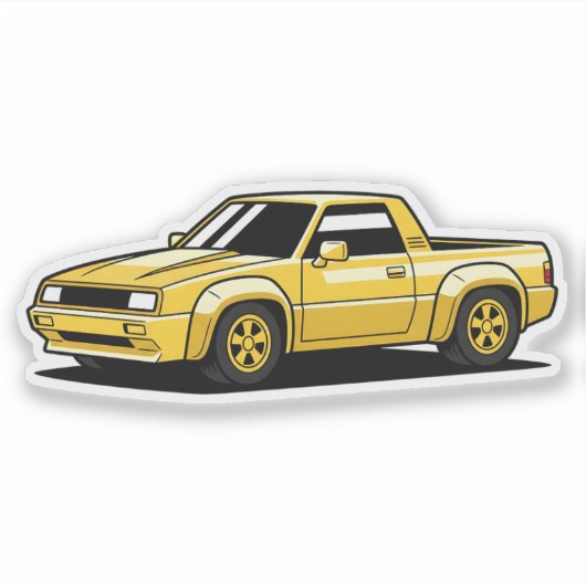 Bold Yellow Pickup Toon Sticker (Voorkant)