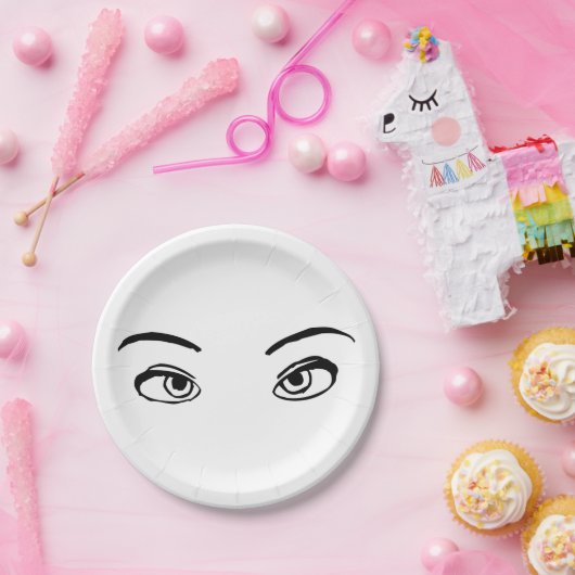 Bold zwart en wit Mysterieuze ogen Illustratie Papieren Bordje (Feest)