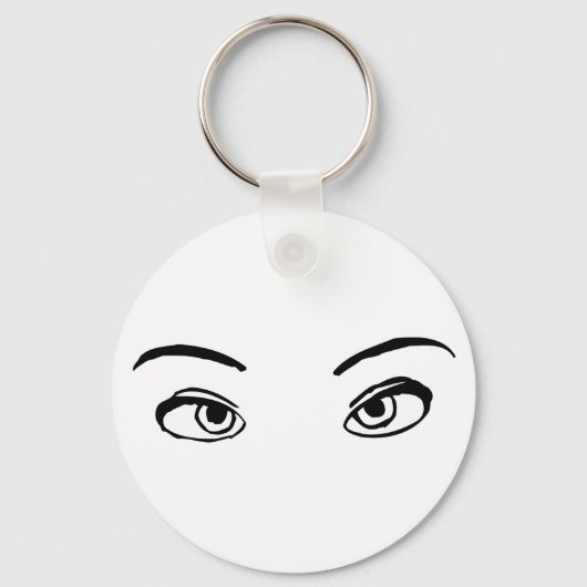 Bold zwart en wit Mysterieuze ogen Illustratie Sleutelhanger (Voorkant)