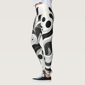 Bold Zwart & Wit Abstracte Vrouwen Gym Leggings