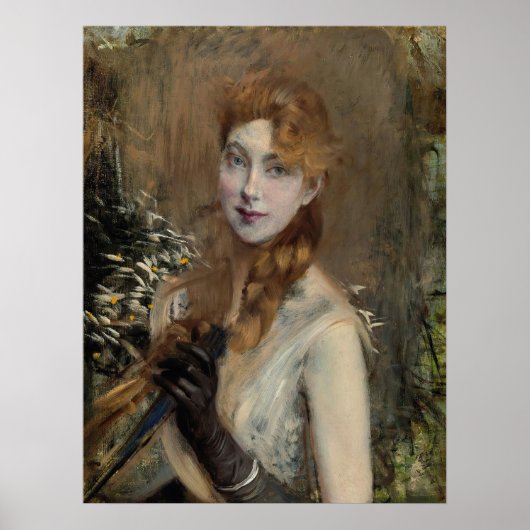 Boldini - Blonde vlecht 1885 Poster (Voorkant)