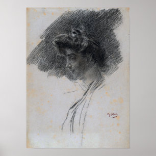 Boldini - buste van een jonge vrouw in profiel poster