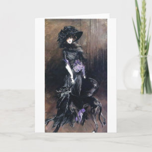 Boldini vrouw en hond Greyhound Kaart
