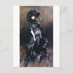 boldini-vrouw en hond-windhond briefkaart