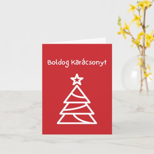 Boldog Karácsonyt Hongaarse kerstmis Kaart (Gele Bloem)