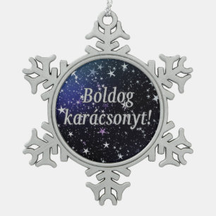 Boldog karácsonyt! Vrolijk kerstfeest in het Hong Tin Sneeuwvlok Ornament