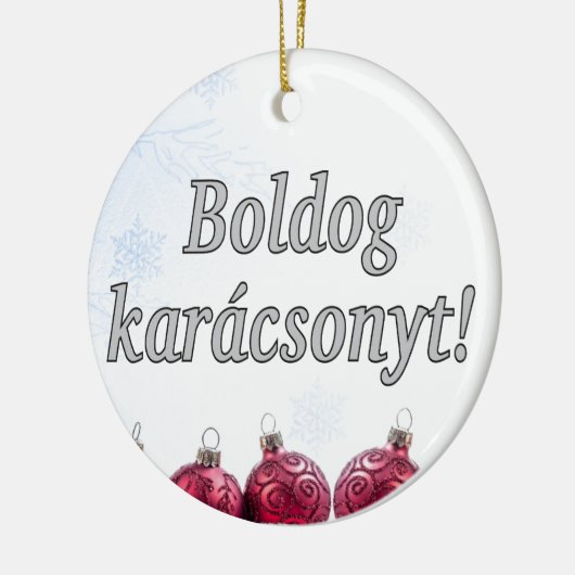 Boldog karácsonyt! Vrolijk kerstfeest in het Honga Keramisch Ornament (Links)