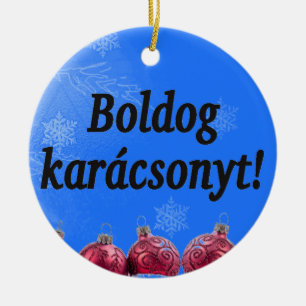 Boldog karácsonyt! Vrolijk kerstfeest in Hongaars Keramisch Ornament