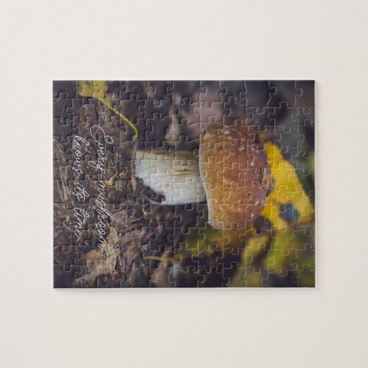 Bolete paddenstoel met gele bladeren legpuzzel (Horizontaal)