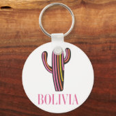 Bolivia cactus reisposter briefkaart sleutelhanger (Voorkant)