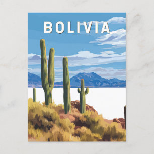 Bolivia Illustratie Reizen Art Vintage Briefkaart