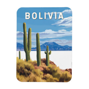 Bolivia Illustratie Reizen Art Vintage Magneet
