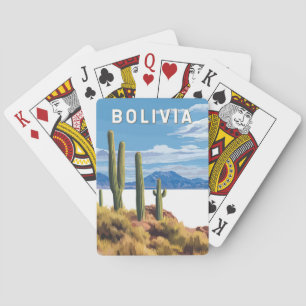 Bolivia Illustratie Reizen Art Vintage Pokerkaarten