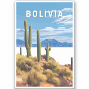 Bolivia Illustratie Reizen Art Vintage Sticker