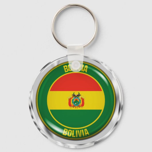 Bolivia Ronde Embleem Sleutelhanger (Voorkant)