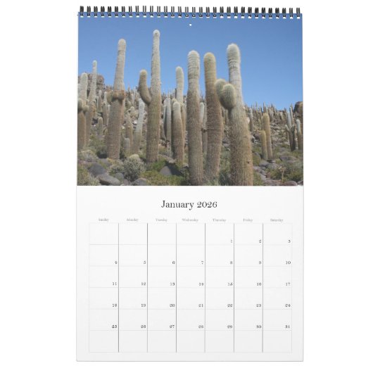 bolivia van reuzencactus kalender (Jan 2026)