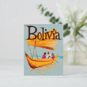 Bolivia, vissers op de boot, oldtimers briefkaart (Staand voorkant)
