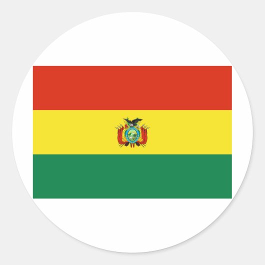 Bolivia Vlag BO Ronde Sticker (Voorkant)