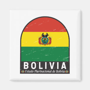 Bolivia Vlag Embleem Onderdruk Vintage Magneet