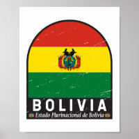 Bolivia Vlag Embleem Onderdruk Vintage