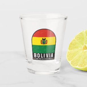 Bolivia Vlag Embleem Onderdruk Vintage Shot Glas