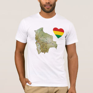 Bolivia Vlag hart en kaart T-shirt