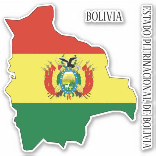 Bolivia Vlaggenkaartsticker Sticker (Voorkant)