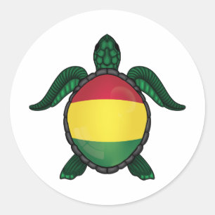 Bolivia zee schildpad vlag klassieke ronde sticker