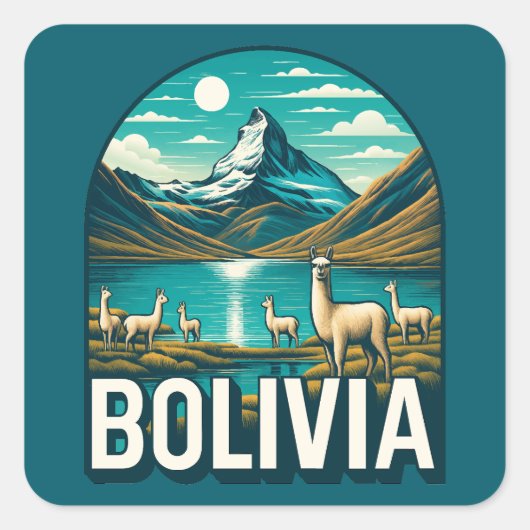 Bolivia Zuid-Amerika Vierkante Sticker (Voorkant)