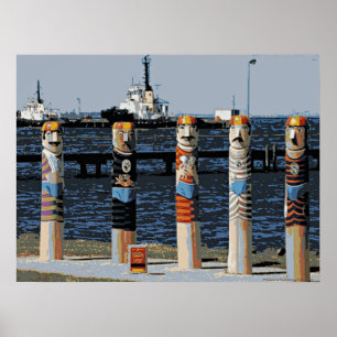 Bollards Geelong Oceanfront Poster