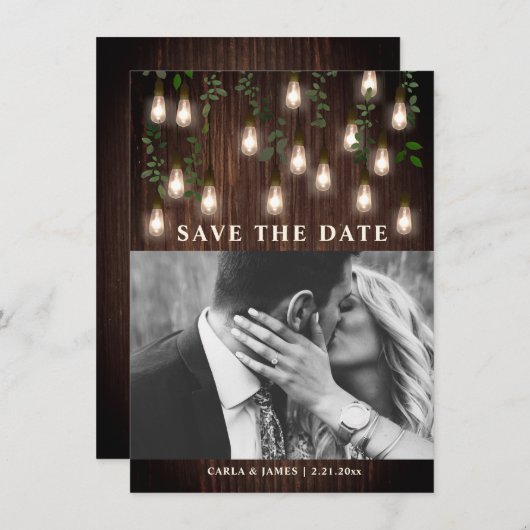  bollen Botanische Rustige Wood Weddenschap Save The Date (Voorkant / Achterkant)