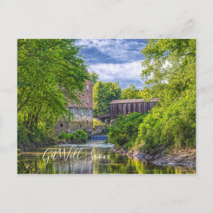 Bollinger Mill en Burfordville Covered Bridge Briefkaart