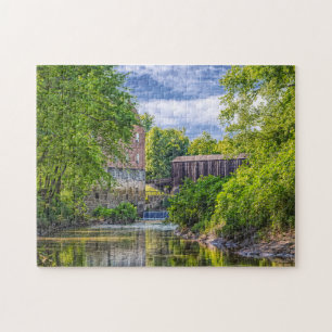 Bollinger Mill en Burfordville Covered Bridge Legpuzzel