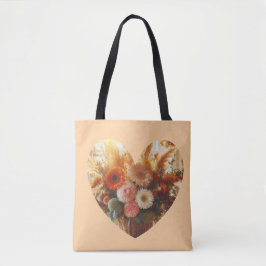 Bolloming Heart Full Print Canvas tas