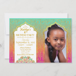 Bollywood Arabian Night Birthday Invitation Kaart