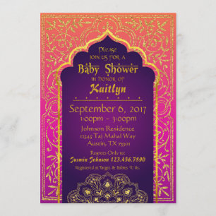 Bollywood Arabian Nights Baby shower Kaart